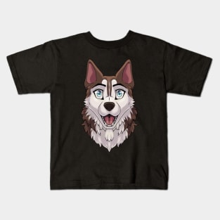 Shocked Surprised Expression Brown Husky Dog Kids T-Shirt